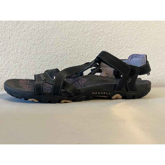 Merrell Keepsake Sandals Black Lilac Size 9 Leather Hiking Outdoors Strappy - Picture 6 of 13
